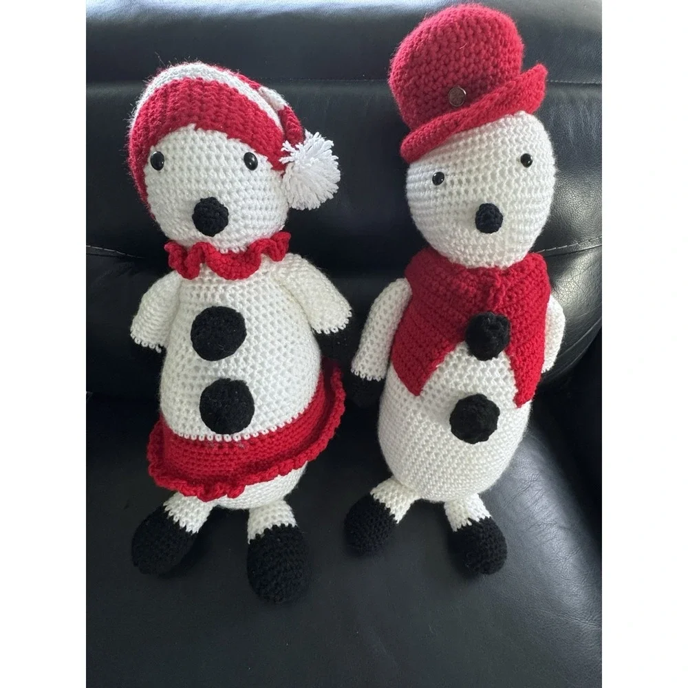 Crochet Snowman Pair Amigurumi Handmade Christmas Decor Winter Holiday Gift 21